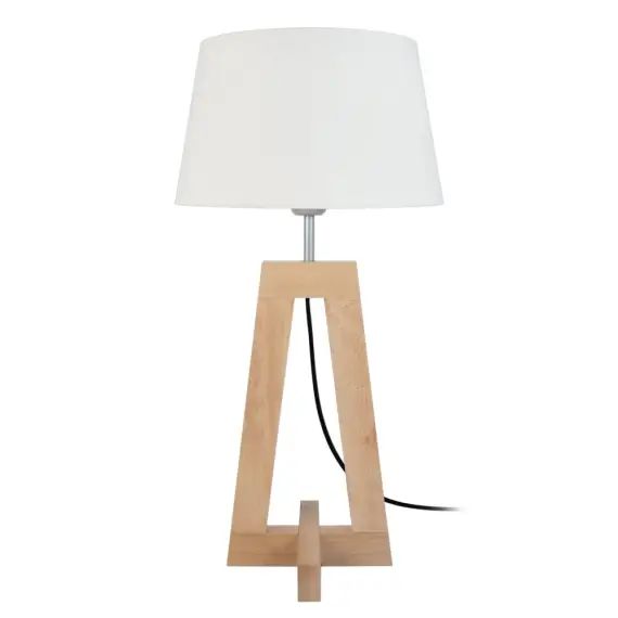 Lampe de chevet bois naturel et écru