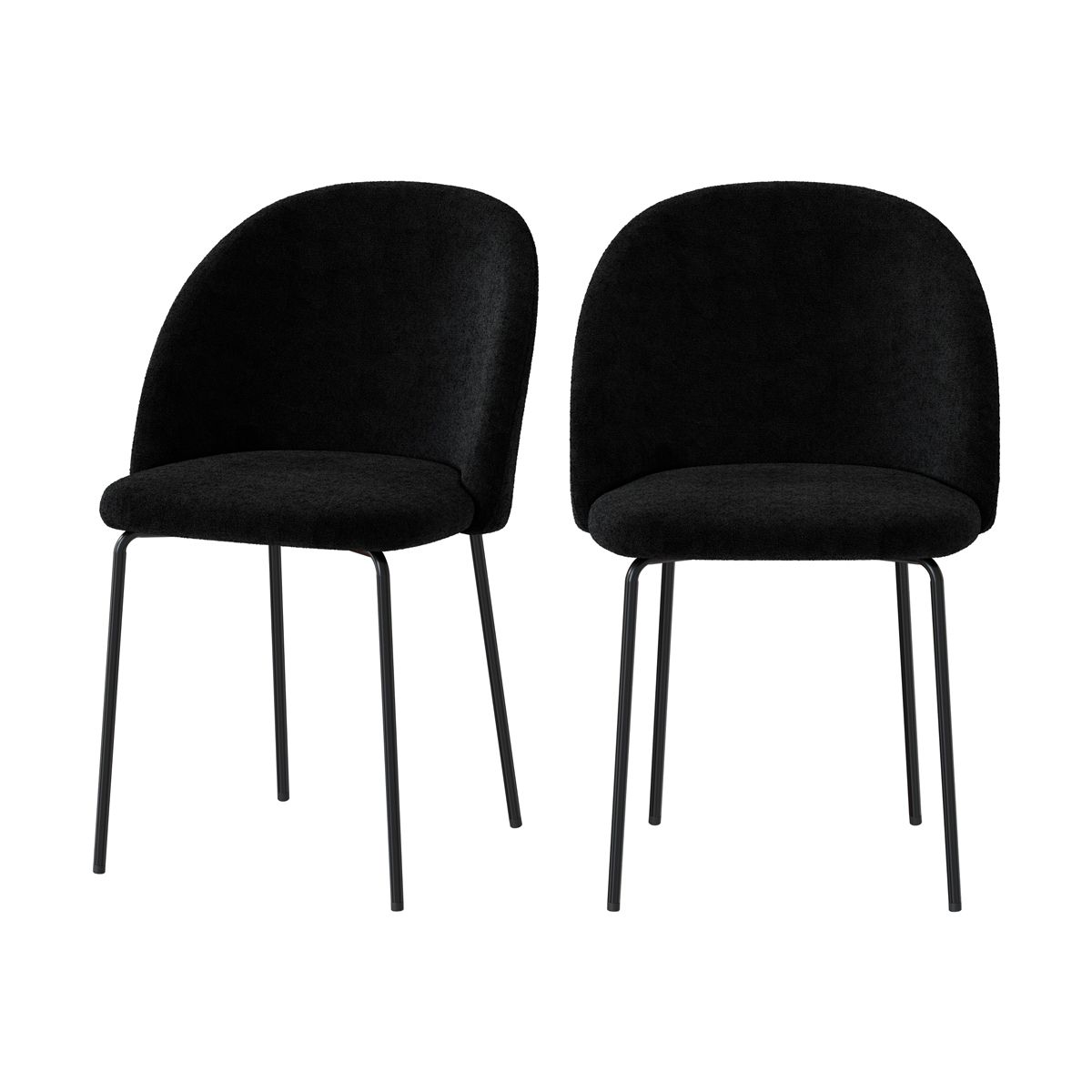 Chaise en tissu bouclé noir (lot de 2)