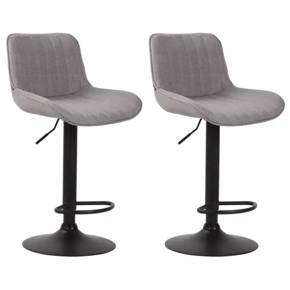 Lot de 2 Tabourets de bar réglable en tissu Gris