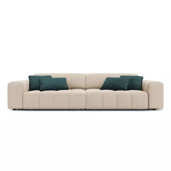 Canapé 4 places en tissu velours beige clair