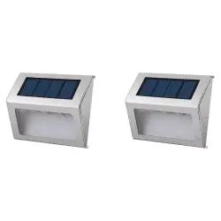 Lot de 2 projecteurs solaires Acier Blanc H10cm