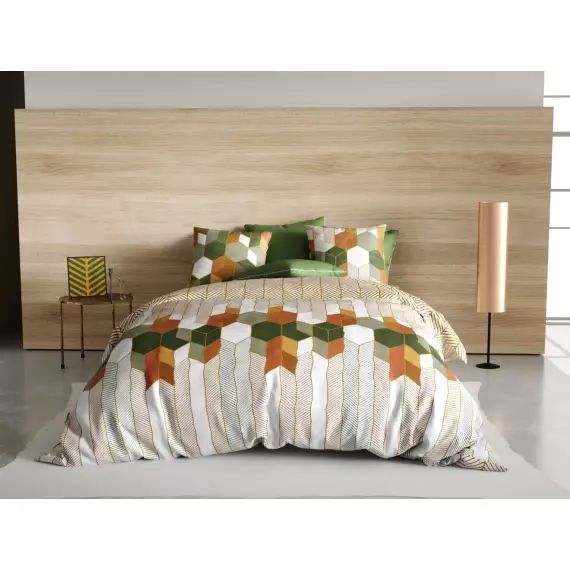 Parure housse de couette coton orange 140×200 cm