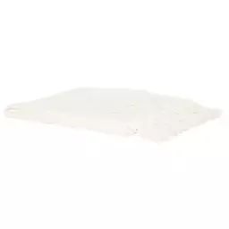 Plaid en polyester recyclé chenillé à franges blanc 130×170