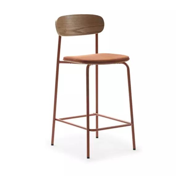 Arno – Lot de 2 chaises de bar en tissu et métal 66 cm – Couleur – Rouille