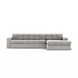 Canapé d’angle 4 places en tissu structuré gris clair