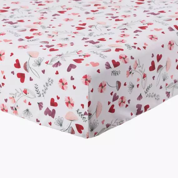 Drap housse Imprime imprimé rose 90 x 200 cm