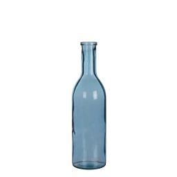 Vase bouteille en verre recyclé bleu H50