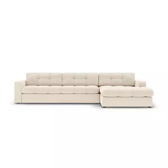 Canapé d’angle 4 places en tissu structuré beige clair