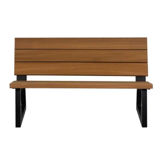 Banc extérieur moderne en bois FSC et métal noir