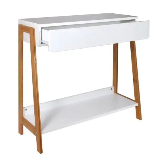 Console 1 tiroir blanc avec tablette