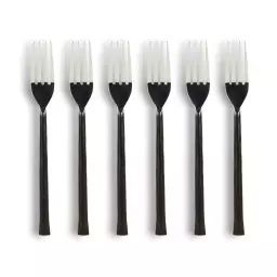 Lot de 6 fourchettes en acier inoxydable argent et noir