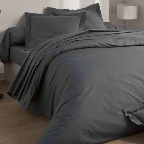 Taie d&rsquo;oreiller 50×70 en percale de coton  gris souris
