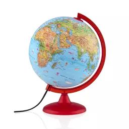 Globe terrestre illustré 25 cm lumineux   textes en français