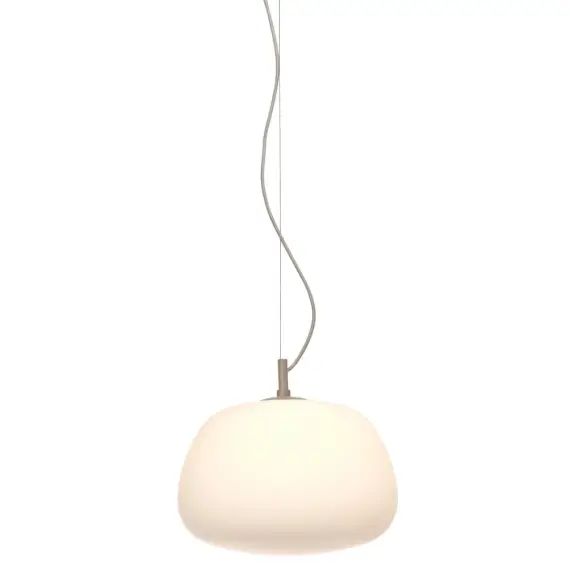 Suspension en verre blanc/sable, h. 30cm