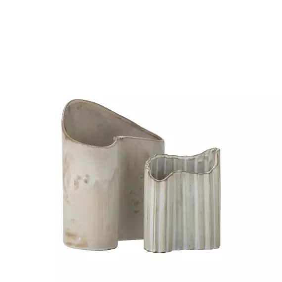 Henaj – Lot de 2 vases en grès céramique à effet veilli