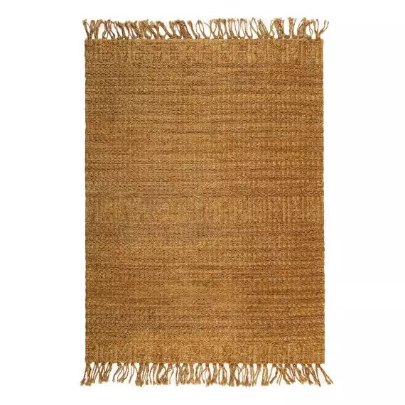 Tapis tressé en jute couleur naturelle à franges 160×230