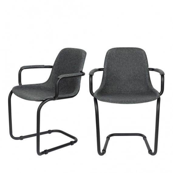 2 chaises avec accoudoirs en plastique gris
