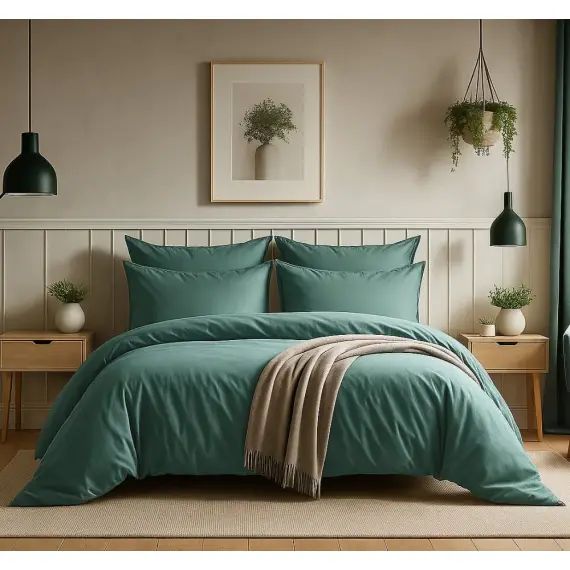 Parure housse de couette coton bleu 240×260 cm