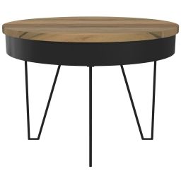 Table basse ronde 60cm en bois d’acacia et métal noir