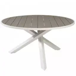 Table de jardin ronde 140cm en aluminium gris