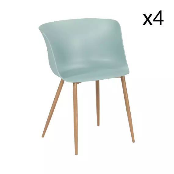 Lot de 4 fauteuils de table céladon