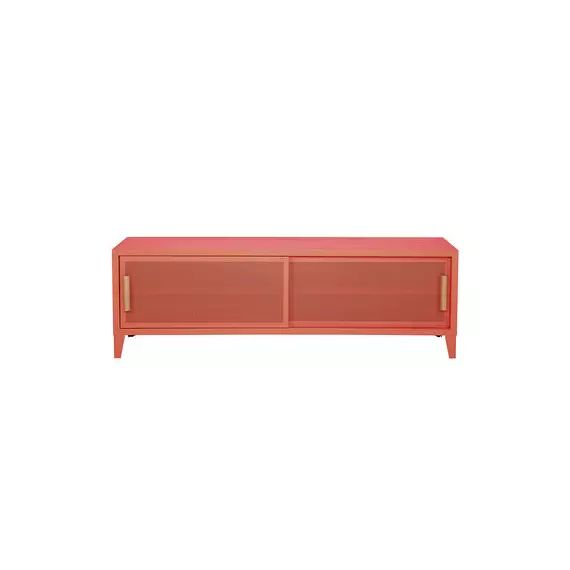 Buffet B perforé en Métal, Chêne – Couleur Orange – 160 x 40 x 51 cm – Designer Chantal Andriot