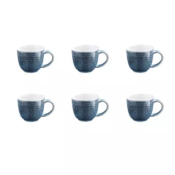 Lot de 6 mugs en grès bleu 30cl