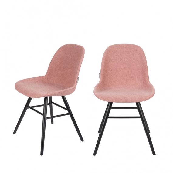 2 chaises en bois et tissu vieux rose
