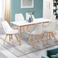 image de chaises scandinave Ensemble table à manger extensible INGA 160-200 cm et 6 chaises SARA blanches design scandinave