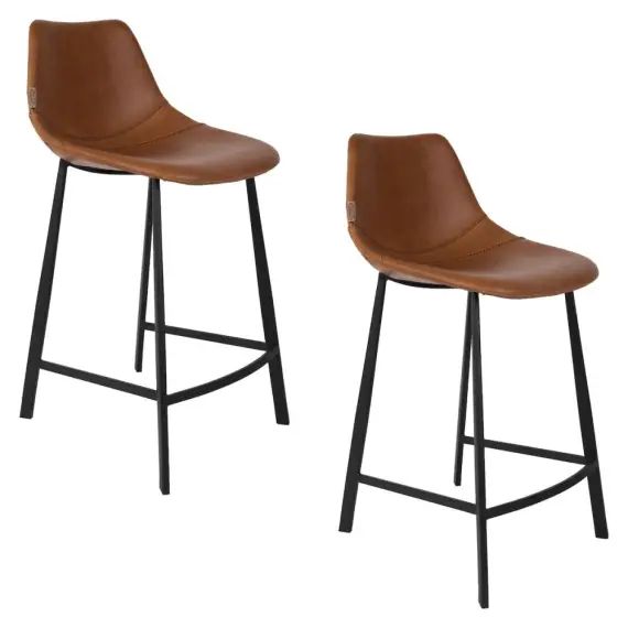 2 tabourets de bar vintage 65cm marron
