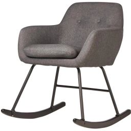 Rocking chair assise tissu gris pieds métal noir