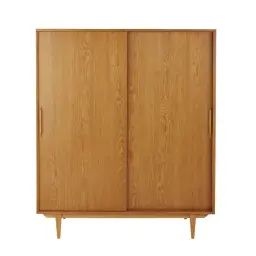 Armoire 2 portes coulissantes marron caramel