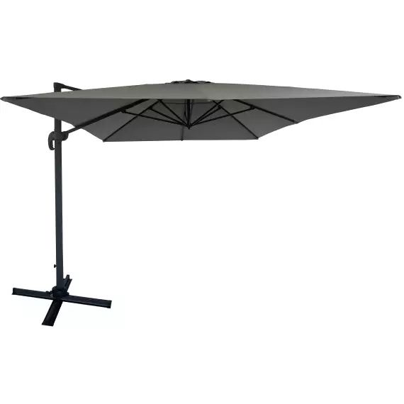 Parasol décentré 3x4M mat en acier et toile gris anthracite