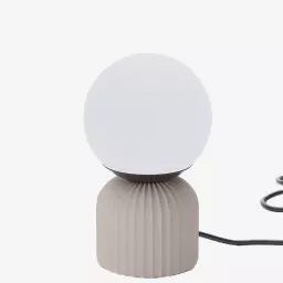 Lampe à poser en céramique crème et globe en verre Renoir