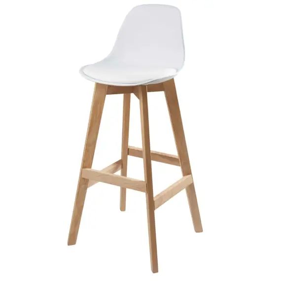 Chaise de bar style scandinave blanche et chêne Ice