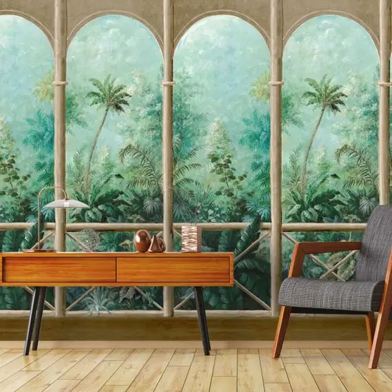 Papier peint balcon sur jungle 53x840cm