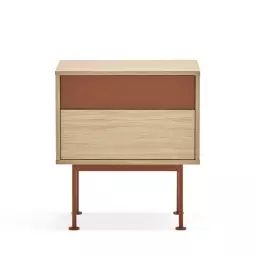 Yoko – Table de chevet 2 tiroirs en bois et métal