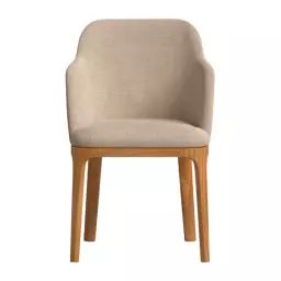 Chaise avec tissu fabriqué à la main en couleur brun clair