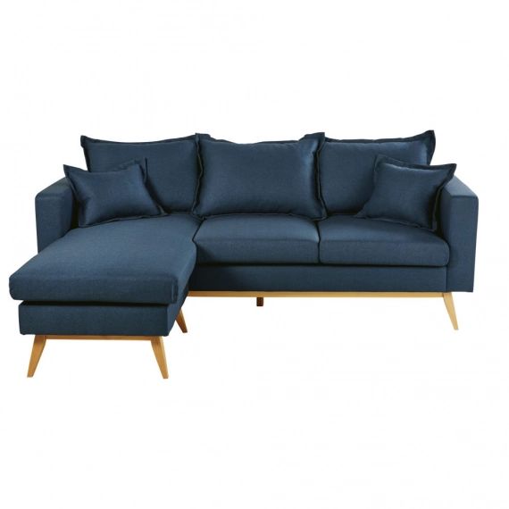 Canapé d’angle modulable style scandinave 4/5 places bleu nuit Duke