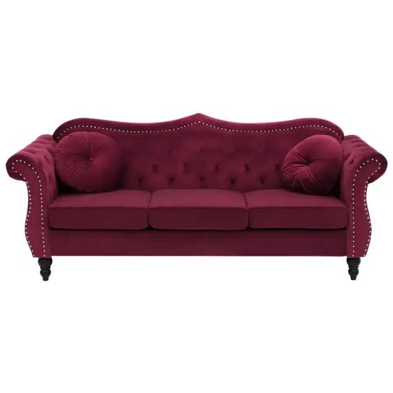 Canapé Chesterfield 3 places en velours rouge