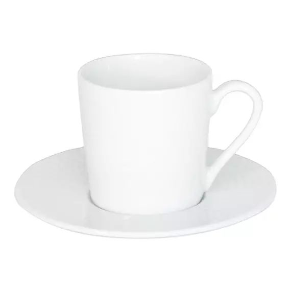 Tasse à café et sa sous-tasse   12 cl en porcelaine  blanc