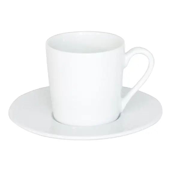 Tasse à café et sa sous-tasse   12 cl en porcelaine  blanc