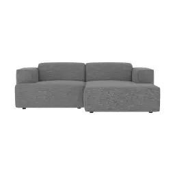 Canapé d’angle droit 3 places en tissu gris foncé chiné