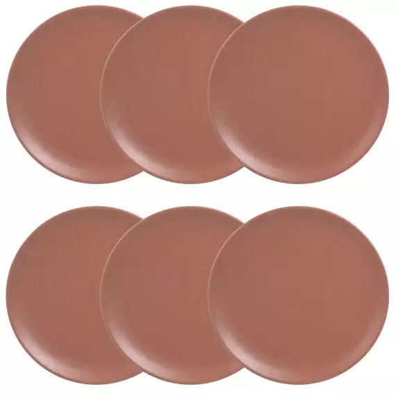 Assiette plate en faïence marron