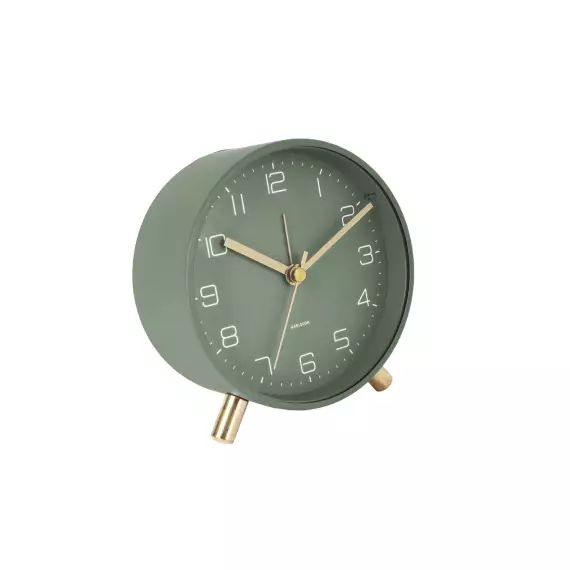 Horloge réveil en métal diam. 11 cm vert