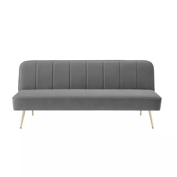 Banquette 3 places convertible LILY en velours gris