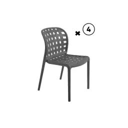 Lot de 4 chaises  ajourée en polypropylène gris