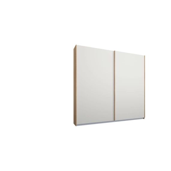 Malix, armoire à 2 portes coulissantes, 181 cm, cadre chêne et portes blanc mat, intérieur classique