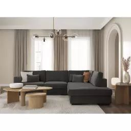 Canapé d’angle BELAMI en tissu – Angle Droit, Gris foncé – 303 x 228 x 86 cm – Usinestreet