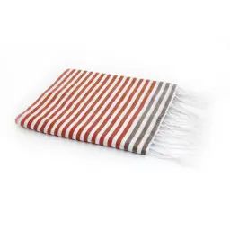 Fouta en coton 100×200 Terracotta et Taupe clair